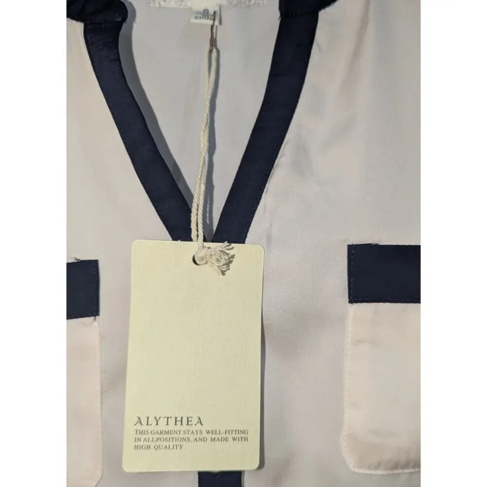 NOT FOR SALE / SOLD Alythea Ivory Black Contrast Blouse Size S - Picture 4 of 4